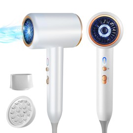 Hair Dryer, 1875W Low Noise & Thermo-Control Portable Travel Hairdryer, Professional Ionic Travel Blow Dryer for Fast Drying as Salon Lightweight and Quiet with Diffuser and Nozzle,No Heat Damage