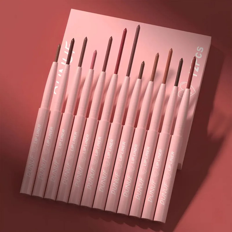 Set De 12 Delineadores De Labios Mate Y Fáciles De