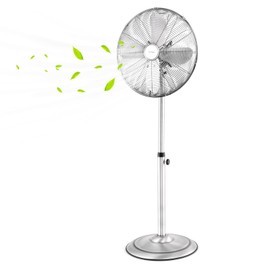 COSTWAY Metal Pedestal Fan, 16-inch Quiet High Velocity 75° Oscillating Standing Fan with Height Adjustable, 3 Wind Speed, 4 Blades, Widespread Floor Fan for Bedroom Home Office Shop, Silver