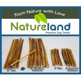 Natureland 12" Bully Sticks Standard Thickness (12" Standard Thickness - 10 Pack)