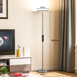PreeOtti LED Floor Lamp with Remote, Touch Control, Fully Dimmable, Adjustable Brightness, 69 in, Deep Grey