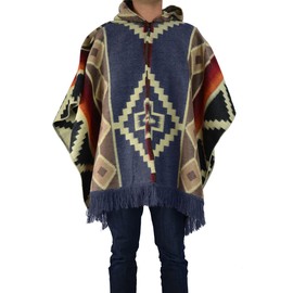 Alpaca Land, Handmade Ecuadorean Alpaca Wool Ponchos (US, Alpha, One Size, Regular, Regular, Navy Blue Otavalo)