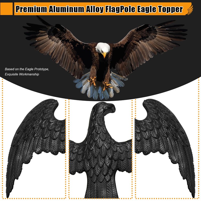 FRF FLAG Black Eagle Head for Decorating Outdoor Flagpoles, Made