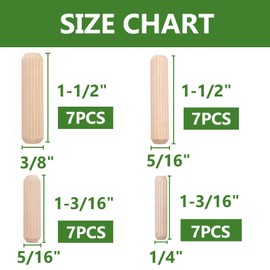 Tanbupu 28pcs Wooden Dowels Assorted M6 M8 M10 Hard Wood Grooved Plugs Furniture Woodwork Grooved Fluted Pin Craft for Grooved Fluted, Craft, DIY, Carpentry (6mm 8mm 10mm)
