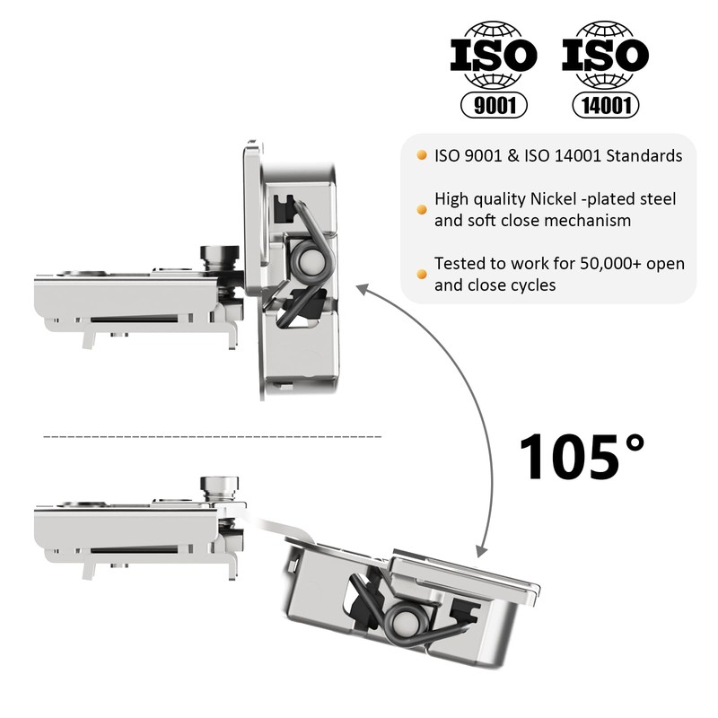 Amerdeco 10 Pack 3/4" Soft Close Cabinet Hinges - Stainless