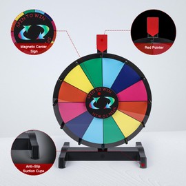 Hooomyai 12" Tabletop Spinning Prize Wheel 12 Slots Heavy Duty Editable Spinning Wheel with Dry Erase Markers & Eraser for Fortune Spin Game Tradeshow Carnival