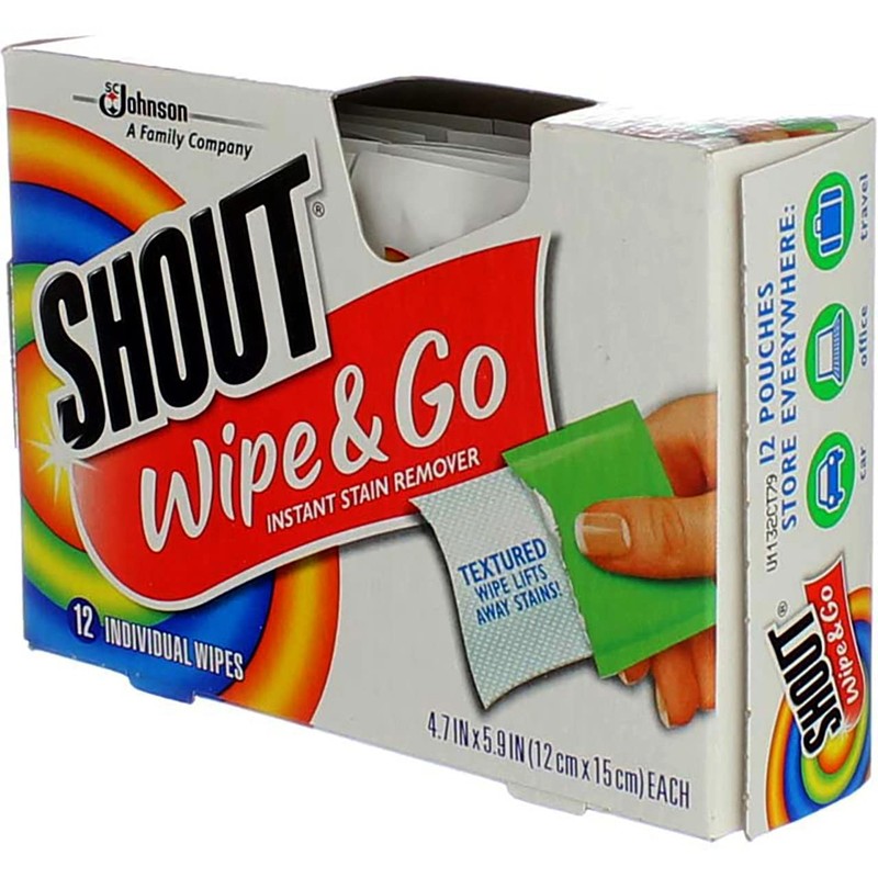 Shout Wipe & Go Instant Stain Remover Wipes 12 ea