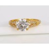 Dtup Anillo Compromiso Chapado En Oro De 18k Piedra Grande