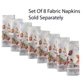 Newbridge Thanksgiving Fall Foliage Fabric Napkins, Set of 8, Bordered Changing Leaves, Autumn Essentials Easy Care Stain Resistant Wrinkle Free Cloth Napkins