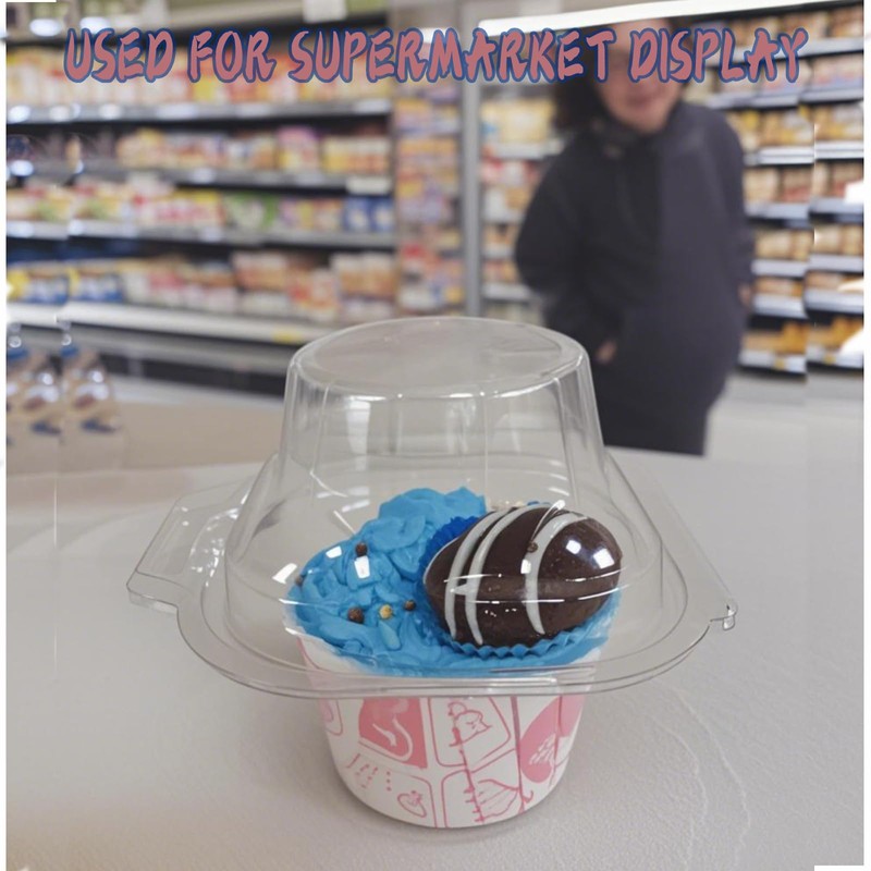 FUailiYY 100 Jumbo Muffin Containers, Clear Plastic individual Cupcake Containers