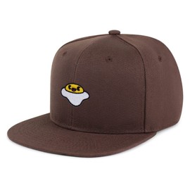 Smiling Egg Hip-Hop Snapback Hat Embroidered Brown Baseball Cap Sunny Side Up
