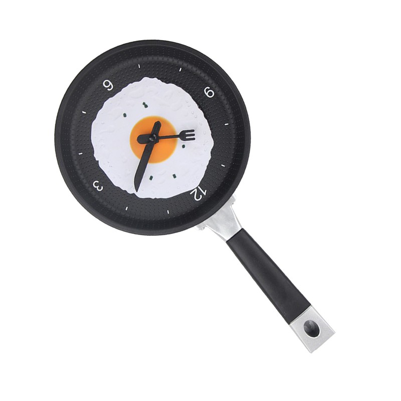 Wall Clock ABS Fried Egg Frying Pan Shape Silent Battery