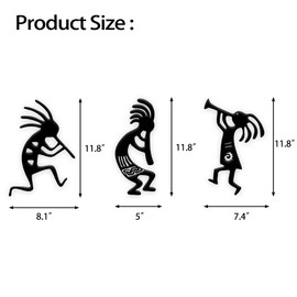Metal Kokopelli Wall Art – Kokopelli Wall Decor Southwest Wall Decor for Indoor & Outdoor Use(Set of 3,Black)