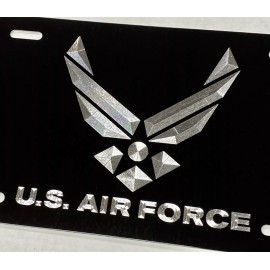 Diamond Etched Products Engraved US AIR FORCE Car Tag Diamond Etched Aluminum Vanity Front License Plate