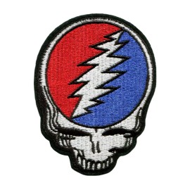 Patchwork Paradise Grateful Dead Steal Your Face Skull Embroidered Iron On Patch - Rock Band