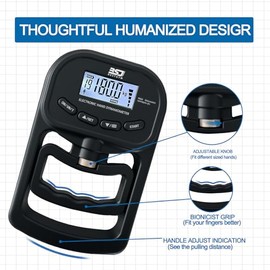 Entrenador de fuerza de agarre de mano, dinamómetro de agarre de mano de 396 lbs/180 kg con visualización LCD, ideal para deportes, escuela y uso domé