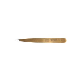 nippes Solingen Tweezers with oblique tip, stainless steel, 9.5 cm, gold-plated, tweezers, eyebrow plucking, tweezers oblique, for precise hair removal, made in Germany