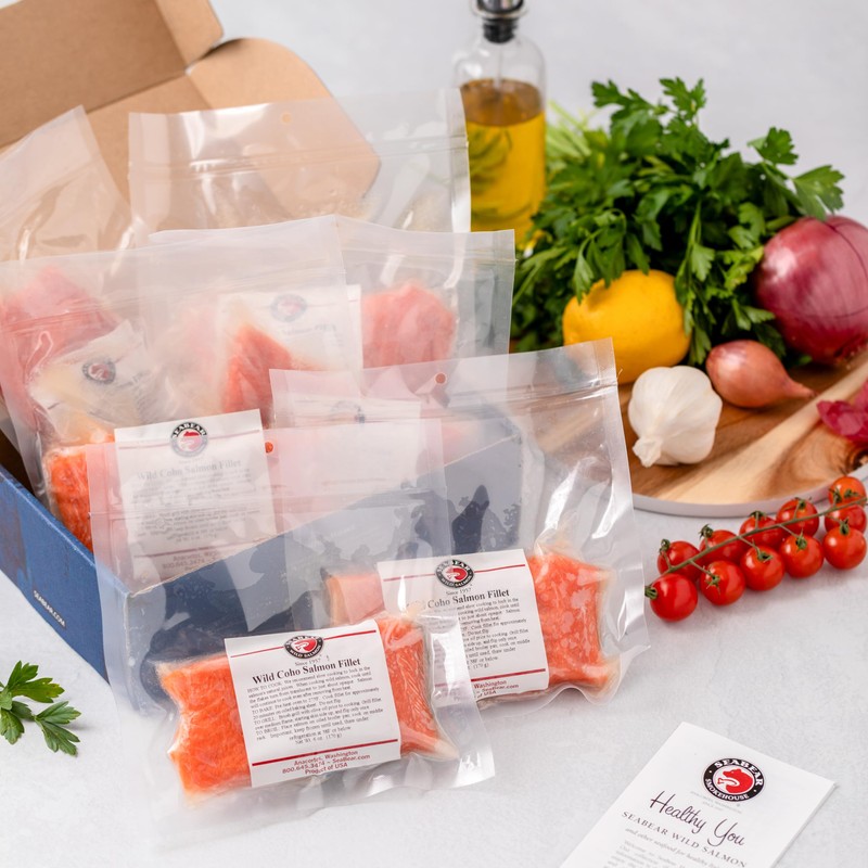 SeaBear Wild Alaskan Coho Salmon Dinner Fillets, 6 oz (12