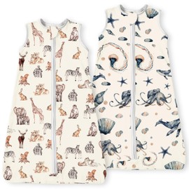 TOTBASIC Baby Sleep Sack 2-Pack, Light & Soft Unisex-Baby Wearable Blanket, 2-Way Safe Zippers Sleepsack for Babies 0-3-6-12-18-24 Months 0.5 TOG