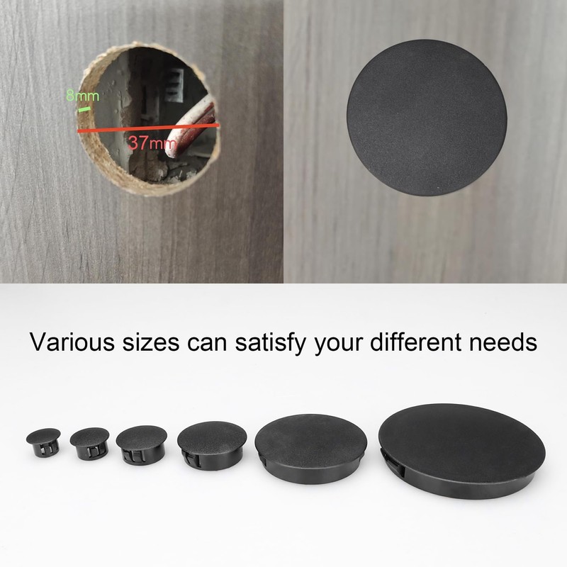 Baomain 25-Pack Plastic Hole Plugs Black 7/8" (22mm) Locking Hole