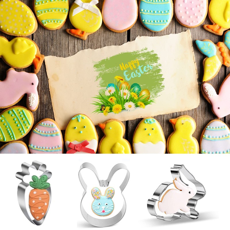 9 Pieces Easter Cookie Cutters Set - Cute Easter Themed
