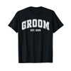 Groom Bride Est. 2025 Retro Just Married Couples Wedding T-Shirt