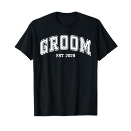 Groom Bride Est. 2025 Retro Just Married Couples Wedding T-Shirt