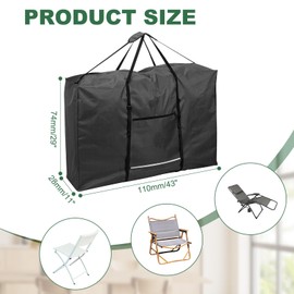 PATIKIL Folding Chair Carry Bag, 600D Oxford Heavy Duty Waterproof Camping Chair Storage Bag for Zero Gravity Chair Table Wheelchair, 43"L x 29"W x 11"T, Black