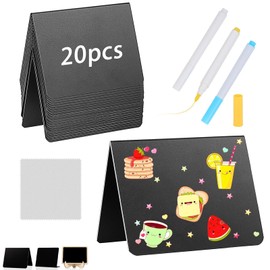 Mbsomnus Pack of 20 Chalkboard Small Stands Price Tags V-Shape Board for Labelling Reserved Signs Catering Wooden Table Cards for Buffet Signs Wedding Party Birthday Place Cards