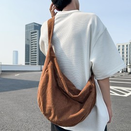 ibalulu Crossbody Bag Women's Men's Shoulder Bag Women's Cord Bag Handbag Women's Large Casual Shoulder Bag with Adjustable Shoulder Strap for School Office Work Travel Excursion Shopping, black