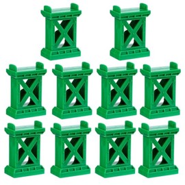 10Pcs Train Bridge Pier Track Railway Accessories Multi Level Support Risers High Level Blocks for All Major Brands Wooden Toy Train (Green)