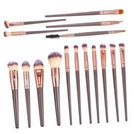 Healeved 16pcs Aluminum Handle Makeup Brush Face Includes Blush and Powder Brushes Essential Cosmetics Tools for Daily Makeup Applications