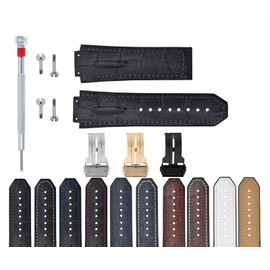 Ewatchparts Leather Rubber Watch Band Strap Compatible With 44-45-48mm Hublot Big Bang With Screws, Screw Driver, And Buckle