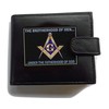 Masonic Logo Anti RFID Theft Wallet Black Soft Leather Large