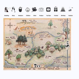 100 Acre Woods Bear Backdrop Baby Shower 7x5 Bear Background Happy Birthday Bear Home Map Backdrops for Kids One Year Old