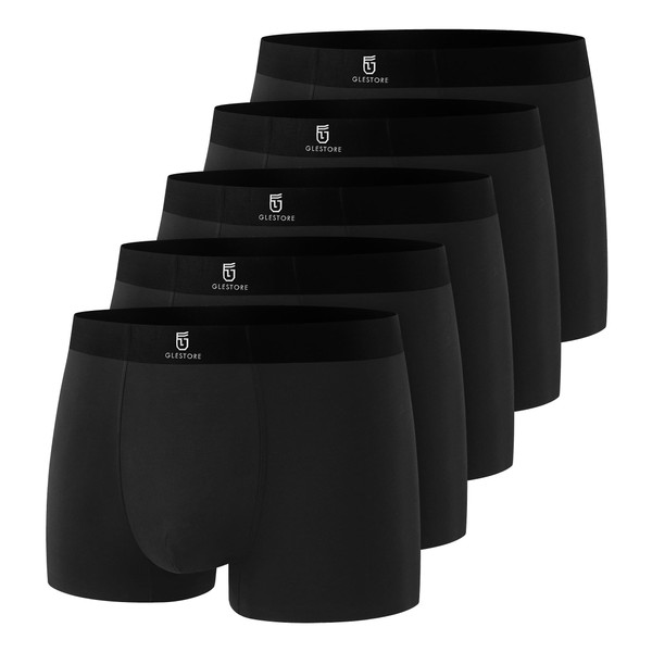 GLESTORE Men's Boxer Shorts Underwear Pack of 5 Black Modal,