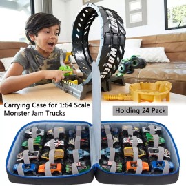 KISLANE Carrying Case for 24 Monster Jam Trucks, Kids Toy Truck Storage Compatible wi...