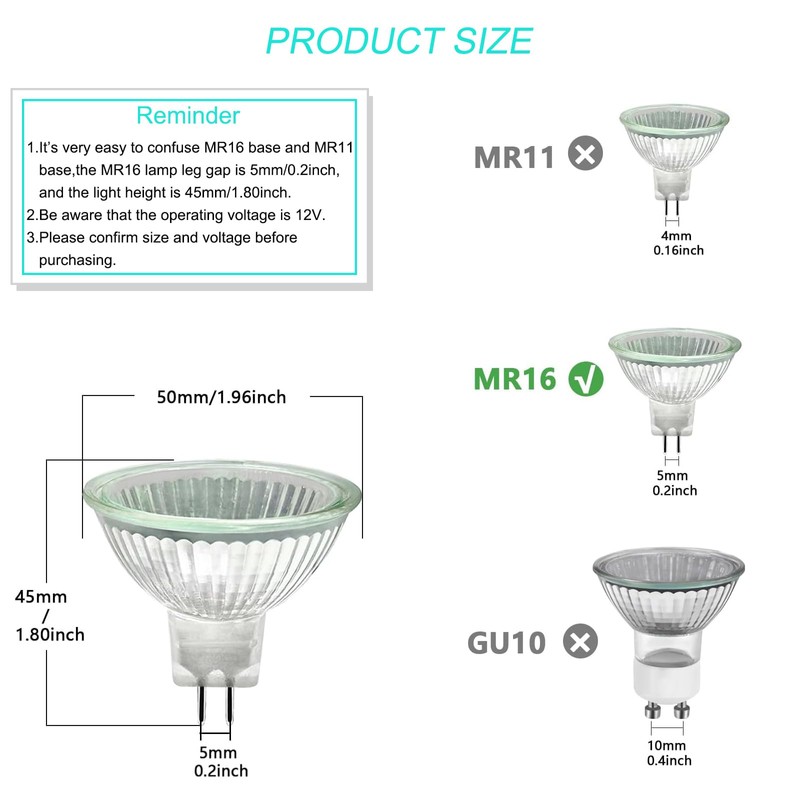 Trubuyware MR16 Halogen Bulbs 50 Watt, MR16 12 V 50