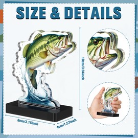 Weysat 4 Pcs Fishing Trophy Award for Ceremonies Tournaments Competitions Acrylic ​​bass Fish Trophy Prizes Reward for Adults Fishermen Gifts