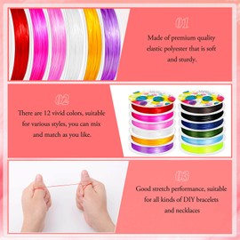 Elastic String for Bracelets, Anezus 12 Rolls Beading Wire for Jewelry Making, Stretch Magic Bead Cord for Beading, Bracelets and Jewelry Making