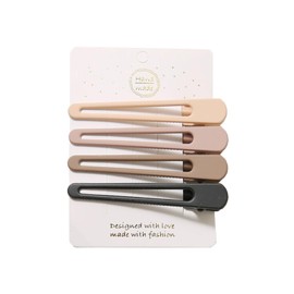 Akkerds Khaki Undamaged Duck Mouth Clip, Bangs Clip, Simple, Side Cut, One Word Clip, Back Hairpin Hair Accessory, For Daily Use, Length Approx. 3.1 inches (8 cm), Set of 4, Waterfall Style