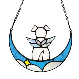 Ystarsczn Stained Glass Angel Wings Dog Memorial Gfts for Loss of Dog Sympathy Remembrance Suncatcher, Rainbow Bridge Pet Memorial Gifts for Bereavement in Memory of Pet Loss Passing Away Ornament