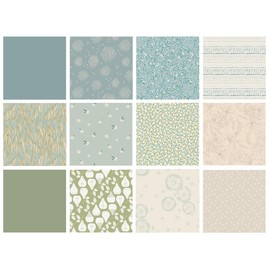 Freshly Cut Grass Curated Bundle | Green Blue Sage Floral Quilt Fabric | Velvet Gathered | Soft Spring Colors | Various Art Gallery Fabrics (Yards)