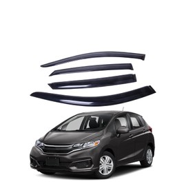 Fits for Honda Fit 2015 2016 2017 2018 2019 Acrylic Safe Smoke Window Visor Set - Sun, Rain, and Vent Protection, 4-Pieces Tape-On Window Deflector Guard Kit, 2 mm Thickened