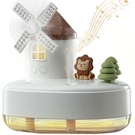Humidifier for Bedroom,Wireless Portable Humidifier,Baby humidifier with rotating windmill and music box,double spray nozzles,two spray modes and Ambient Light,suitable for children,bedroom and office