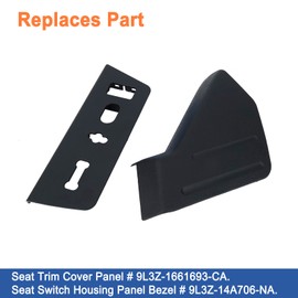 YOUYIEN Front Left Driver Seat Trim Cover Panel & Seat Switch Housing Panel Bezel(2PCS). Fit for Ford F-150 2009-2014. Replaces Part #9L3Z-1661693-CA,9L3Z-14A706-NA(Black).