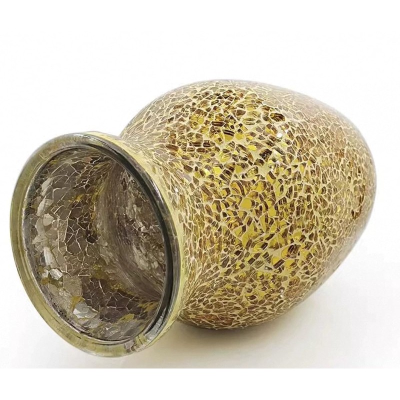 JASMODAAURA Tempered Mosaic Glass Vase 7.8inch (Gold)