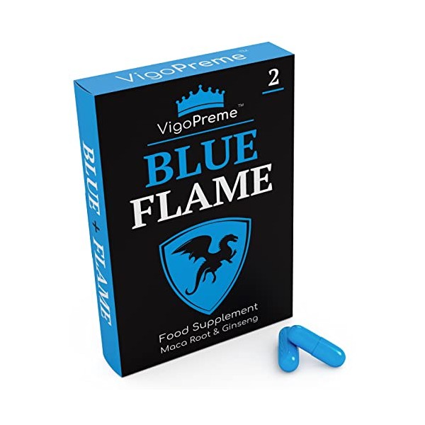 VigoPreme Blue Flame 950mg | 2 Capsules, Immediate Effect, Maximum Duration, 100% Natural for Men Only.