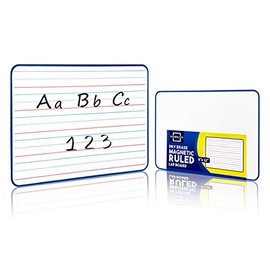 Magnetic Dry Erase Board, Double Sided 9" X 12" Small White Board, Reusable Blue Framed Mini Dry Erase Board, Durable & Portable Whiteboard for Kids, Great for School, Home & Remote Learning