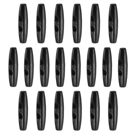 HARFINGTON 20pcs Wooden Toggle Buttons 50mm / 2" Wood Olive Sewing Buttons 2-Hole Wood Horn Oval Buttons Sewing Accessories for Coat Sweaters Clothing DIY Craft, Black
